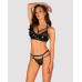 Еротичний комплект під латекс зі стрепами Obsessive Bagirela 2-pcs set S/M, чорний, під леопард, бюс - Фото №1