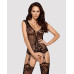 (SALE) Бодістокінг Obsessive Bodystocking F221 XL/XXL, силуетний квітковий малюнок, імітація панчіх - Фото №1