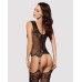(SALE) Бодістокінг Obsessive Bodystocking F221 XL/XXL, силуетний квітковий малюнок, імітація панчіх - Фото №2