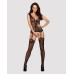 (SALE) Бодістокінг Obsessive Bodystocking F221 XL/XXL, силуетний квітковий малюнок, імітація панчіх - Фото №3