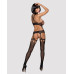 (SALE) Бодістокінг Obsessive Bodystocking G313 S/M/L, шнурівка, геометричний декор - Фото №4