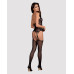 (SALE) Бодістокінг Obsessive Bodystocking G316 S/M/L, квітковий декор, схрещені підв’язки - Фото №4