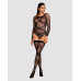 (SALE) Бодістокінг Obsessive Bodystocking G320 S/M/L, панчохи, боді, декор у вигляді ліній - Фото №3