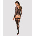 (SALE) Бодістокінг Obsessive Bodystocking G320 S/M/L, панчохи, боді, декор у вигляді ліній - Фото №4