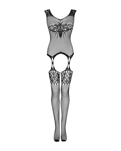 Бодістокінг Obsessive Bodystocking G323 XL/XXL black, малюнок бджоли та метелика - Фото №5