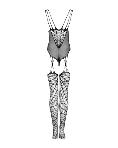 (SALE) Ажурный бодистокинг под паутину Obsessive Bodystocking G325 black S/M/L, черный, комбинезон, имитаци - Фото №6