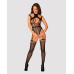 (SALE) Ажурный бодистокинг с отверстиями Obsessive Bodystocking G327 black S/M/L, черный, комбинезон, с дос - Фото №3