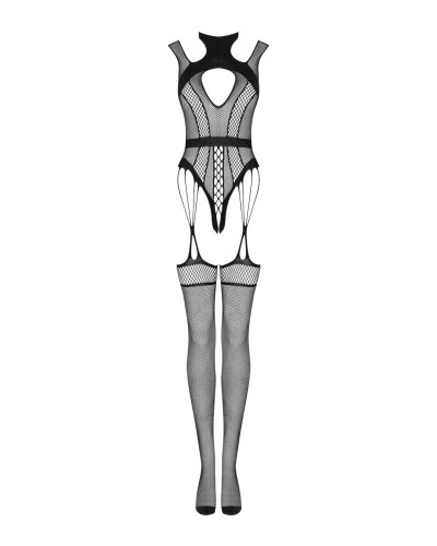 (SALE) Ажурный бодистокинг с отверстиями Obsessive Bodystocking G327 black S/M/L, черный, комбинезон, с дос - Фото №5