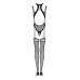 (SALE) Ажурный бодистокинг с отверстиями Obsessive Bodystocking G327 black S/M/L, черный, комбинезон, с дос - Фото №6