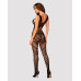 Сітчастий бодістокінг з вирізами та малюнком Obsessive Bodystocking G328 S/M/L, чорний, комбінезон - Фото №4