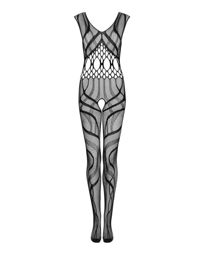 Сітчастий бодістокінг з вирізами та малюнком Obsessive Bodystocking G328 S/M/L, чорний, комбінезон - Фото №5