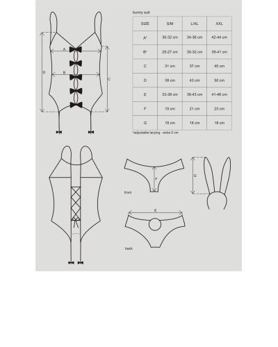 Еротичний костюм зайчика Obsessive Bunny suit 4 pcs costume pink S/M, рожевий, топ з підв’язками, тр - Фото №7