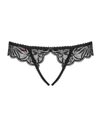 Мереживні танга з доступом Obsessive Contica crothchles thong L/XL, чорні - Фото №5