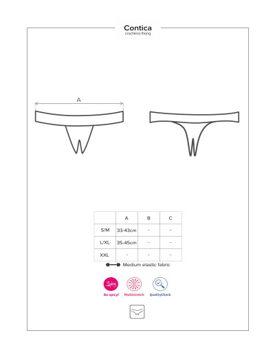 Мереживні танга з доступом Obsessive Contica crothchles thong L/XL, чорні - Фото №7