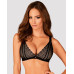 (SALE) Мереживний бюстгальтер із трикутною чашкою Obsessive Estiqua bra M/L, чорний, широкі лямки - Фото №1