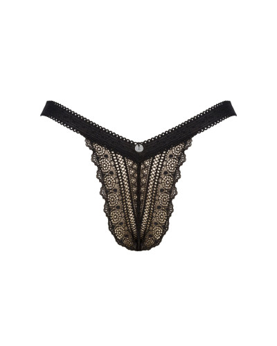 (SALE) Мереживні трусики із заниженою талією Obsessive Estiqua panties M/L, чорні - Фото №5