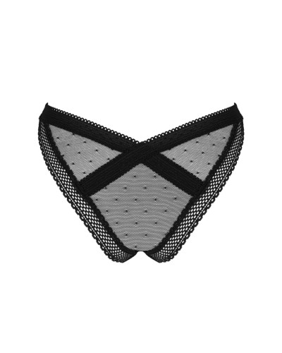 (SALE) Мереживні трусики із заниженою талією Obsessive Estiqua panties M/L, чорні - Фото №6