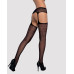 (SALE) Сетчатые чулки-стокинги с цветочным рисунком Obsessive Garter stockings S207 S/M/L, черные, имитация - Фото №2