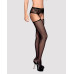 (SALE) Сітчасті панчохи-стокінги з мереживним поясом Obsessive Garter stockings S307 XL/XXL, чорні, імітаці - Фото №1
