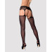 (SALE) Сітчасті панчохи-стокінги з мереживним поясом Obsessive Garter stockings S307 XL/XXL, чорні, імітаці - Фото №2