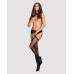 Сітчасті панчохи-стокінги зі стрілкою Obsessive Garter stockings S314 S/M/L, чорні, імітація гартері - Фото №3