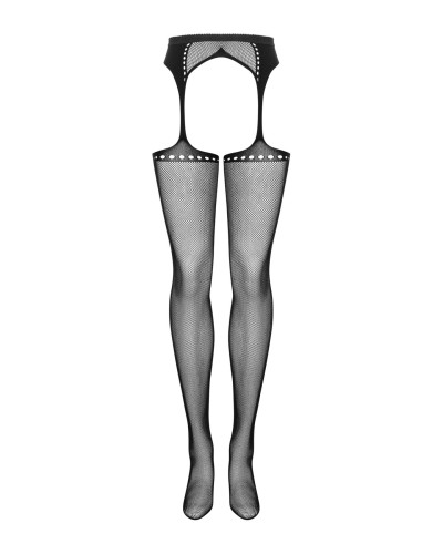 Сітчасті панчохи-стокінги зі стрілкою Obsessive Garter stockings S314 S/M/L, чорні, імітація гартері - Фото №5