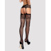 Сетчатые чулки-стокинги с имитацией гартеров Obsessive Garter stockings S500 S/M/L, черные, с доступ - Фото №2