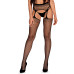 Чулки-стокинги из сетки разного размера Obsessive Garter stockings S815 S/M/L, черные, имитация гарт - Фото №1