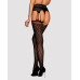 Сетчатые чулки-стокинги под леопард Obsessive Garter stockings S817 S/M/L, имитация гартеров, с дост - Фото №2