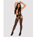 Сетчатые чулки-стокинги под леопард Obsessive Garter stockings S817 S/M/L, имитация гартеров, с дост - Фото №3