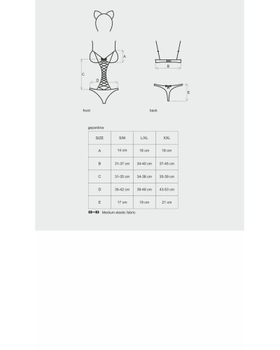 Еротичний костюм гепарду Obsessive Gepardina 3 pcs costume L/XL, чорний, хутряне оздоблення, монокін - Фото №7
