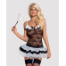 Еротичний костюм покоївки зі спідницею Obsessive Housemaid 5 pcs costume L/XL, чорно-білий, топ з пі - Фото №1