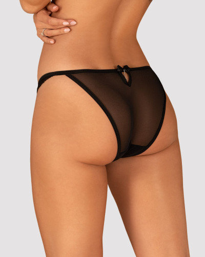 Напівпрозорі трусики з підвіскою Obsessive Ivannes panties black S/M, чорні - Фото №2