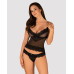 Полупрозрачный набор с украшениями Obsessive Ivannes top & thong S/M, черный, топ и танга - Фото №1