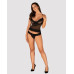 Полупрозрачный набор с украшениями Obsessive Ivannes top & thong S/M, черный, топ и танга - Фото №3