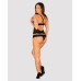 Полупрозрачный набор с украшениями Obsessive Ivannes top & thong S/M, черный, топ и танга - Фото №4