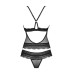 Полупрозрачный набор с украшениями Obsessive Ivannes top & thong S/M, черный, топ и танга - Фото №6