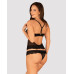 Напівпрозорий набір з прикрасами Obsessive Ivannes top & thong 2XL/3XL, чорний, топ та танга - Фото №2