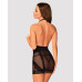 Полупрозрачная сорочка с открытой грудью Obsessive Lacrisia chemise XL/2XL, черная, с чокером - Фото №2
