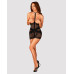 Полупрозрачная сорочка с открытой грудью Obsessive Lacrisia chemise XL/2XL, черная, с чокером - Фото №3
