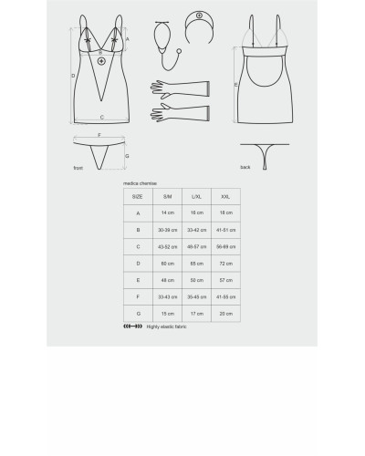 Еротичний мереживний костюм медсестри Obsessive Medica dress 5pcs costume S/M, сорочка, рукавички, с - Фото №5