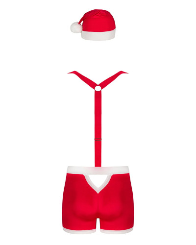 Мужской эротический костюм Санта-Клауса Obsessive Mr Claus S/M, боксеры на подтяжках, шапочка с помп - Фото №6