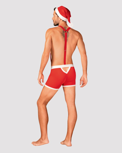 Мужской эротический костюм Санта-Клауса Obsessive Mr Claus 2XL/3XL, боксеры на подтяжках, шапочка с - Фото №4