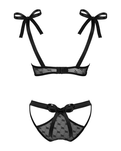 (SALE) Напівпрозорий еротичний комплект Obsessive Obsessivia 2-pcs set black S/M, бюстгальтер та трусики, а - Фото №6