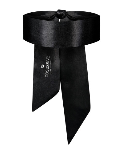 Атласна пов’язка маска Obsessive Blindfold black One size, чорна - Фото №2