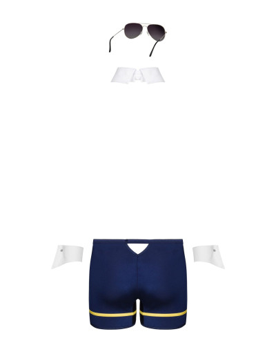 Еротичний костюм пілота Obsessive Pilotman set 2XL/3XL, боксери, манжети, комір з краваткою, окуляри - Фото №6