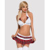 Еротичний костюм школярки з мініспідницею Obsessive Schooly 5pcs costume L/XL, біло-червоний, топ, с - Фото №1