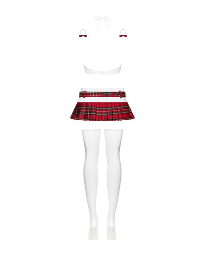 Еротичний костюм школярки з мініспідницею Obsessive Schooly 5pcs costume L/XL, біло-червоний, топ, с - Фото №6