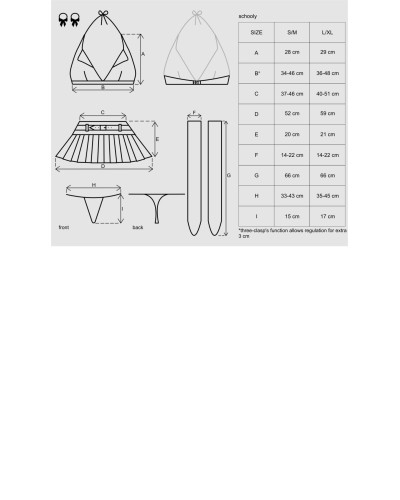 Еротичний костюм школярки з мініспідницею Obsessive Schooly 5pcs costume L/XL, біло-червоний, топ, с - Фото №7