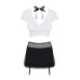 Еротичний костюм секретарки Obsessive Secretary suit 5pcs black S/M, чорно-білий, топ, спідниця, стр - Фото №5